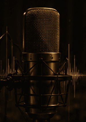 Studio microphone representing creator and rights holder conversations