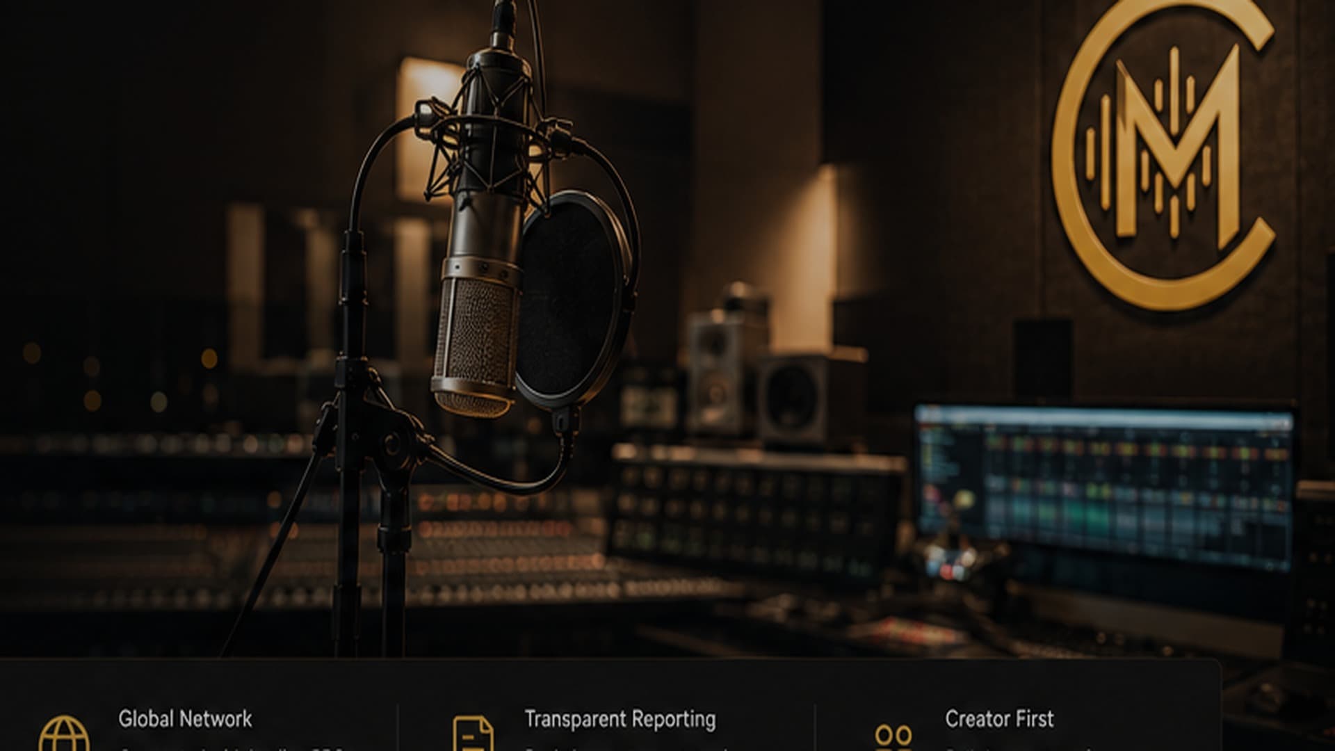 Dark premium studio environment for Chronicle Music Publishing